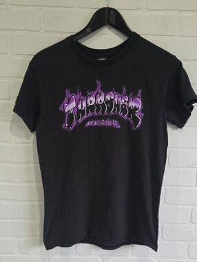 Thrasher Black Tee with Purple Flame Logo